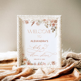 Boho Pampas Grass Neutral Baby Dusche Poster