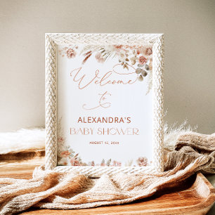 Boho Pampas Grass Neutral Baby Dusche Willkommen Poster