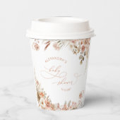 Boho Pampas Grass Neutral Baby Shooting Paper Cup Pappbecher (Rückseite)
