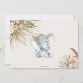 Boho Pampas Grass Neutral Elephant Babydusche Einladung (Rückseite)