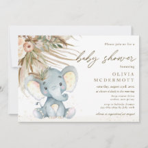Boho Pampas Grass Neutral Elephant Babydusche