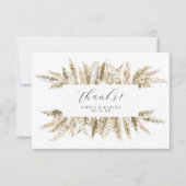 Boho Pampas Grass neutrale rustikale Design-Hochze Dankeskarte (Vorderseite)