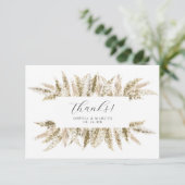 Boho Pampas Grass neutrale rustikale Design-Hochze Dankeskarte (Stehend Vorderseite)