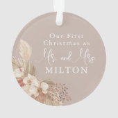 Boho Pampas Grass Neutrals Hochzeit Ornament (Rückseite)
