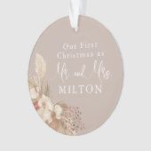 Boho Pampas Grass Neutrals Hochzeit Ornament (Vorderseite)