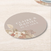 Boho Pampas Grass Neutrals Hochzeit Runder Pappuntersetzer (Angewinkelt)