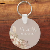 Boho Pampas Grass Neutrals Hochzeit Schlüsselanhänger (Vorderseite)