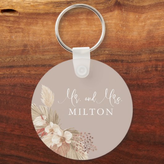 Boho Pampas Grass Neutrals Hochzeit Schlüsselanhänger (Vorderseite)