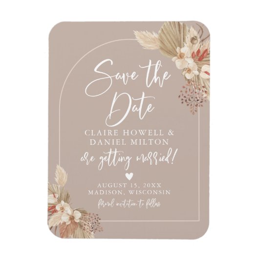 Boho Pampas Grass Neutrals Save the Date Magnet (Vertikal)