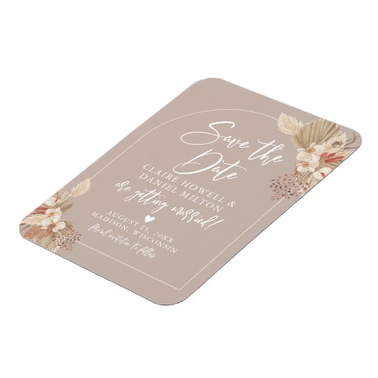 Boho Pampas Grass Neutrals Save the Date Magnet (Linke Seite)