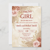 Boho Pampas Grass Oh Girl Baby Shower Einladung (Vorderseite)