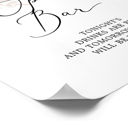 Boho Pampas Grass Open Bar Sign Poster (Ecke)