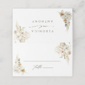 Boho Pampas Grass Orchid Floral Wedding Platzkarte (Außenseite Aufgefaltet)