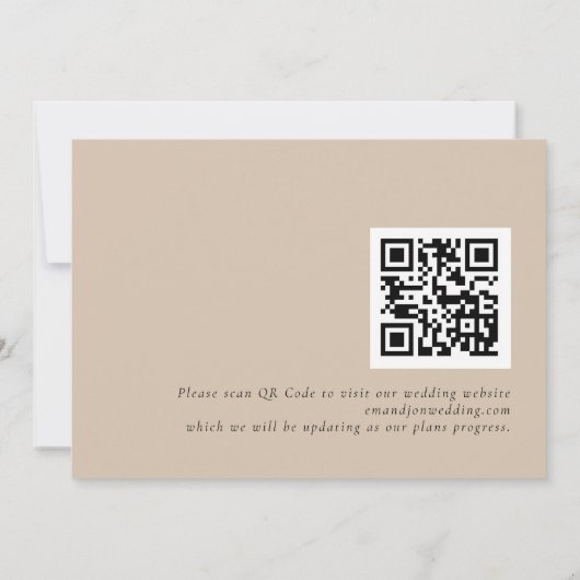 Boho Pampas Grass Overlay QR Code Hochzeit Save The Date (Rückseite)