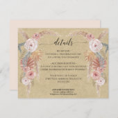 Boho Pampas Grass Palm Foliage Hochzeitdetails Einladung (Vorne/Hinten)