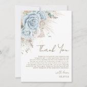 Boho Pampas Grass Pastel Blue Floral Brautparty Dankeskarte (Vorderseite)