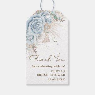 Boho Pampas Grass Pastel Blue Floral Brautparty Geschenkanhänger