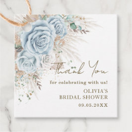 Boho Pampas Grass Pastel Blue Floral Brautparty Geschenkanhänger