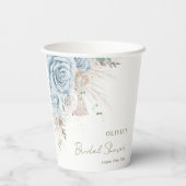 Boho Pampas Grass Pastel Blue Floral Brautparty Pappbecher (Rückseite)