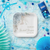 Boho Pampas Grass Pastel Blue Floral Brautparty Pappteller (Party)