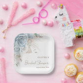 Boho Pampas Grass Pastel Blue Floral Brautparty Pappteller (Party)