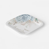 Boho Pampas Grass Pastel Blue Floral Brautparty Pappteller (Gewinkelt)