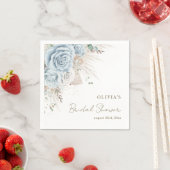 Boho Pampas Grass Pastel Blue Floral Brautparty Serviette (Beispiel)