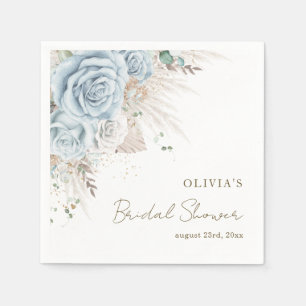 Boho Pampas Grass Pastel Blue Floral Brautparty Serviette
