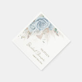 Boho Pampas Grass Pastel Blue Floral Brautparty Serviette (Ecke)