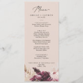 Boho Pampas Grass | Peach Wedding Dinner Menu Menükarte (Vorderseite)