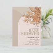Boho Pampas Grass Pink Baby Dusche Einladung (Stehend Vorderseite)