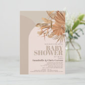 Boho Pampas Grass Pink Baby Dusche von Mail Einladung (Stehend Vorderseite)