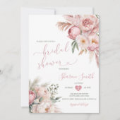 Boho Pampas Grass Pink Getrocknete Blume Brautpart Einladung (Vorderseite)