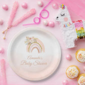 Boho Pampas Grass pink Rainbow Girl Dusche Pappteller (Party)