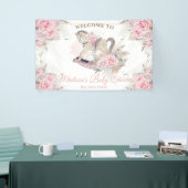 Boho Pampas Grass Pink Rocking Horse Baby Banner (Messeveranstaltung)