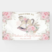 Boho Pampas Grass Pink Rocking Horse Baby Banner (Horizontal)