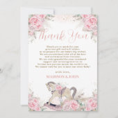 Boho Pampas Grass Pink Rocking Horse Baby Dankeskarte (Vorderseite)