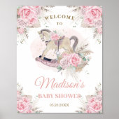 Boho Pampas Grass Pink Rocking Horse Baby Poster (Vorne)