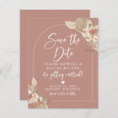 Boho Pampas Grass Pink Terracotta Save the Date (Vorne/Hinten)
