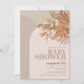 Boho Pampas Grass Pink Virtual Baby Dusche Einladung (Vorderseite)