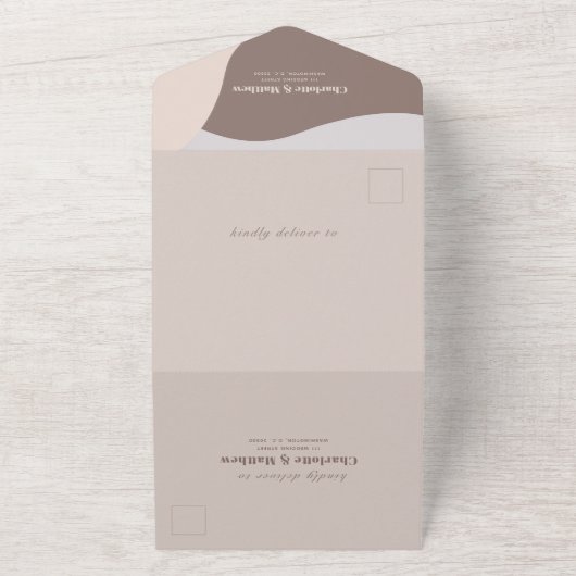 Boho Pampas Grass Pink Wedding All In One Einladung (Außenbereich)