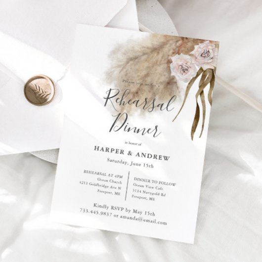 Boho Pampas Grass Probe Dinner Einladung