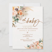 Boho Pampas Grass Pumpkin Baby Dusche Terracotta Einladung (Vorderseite)