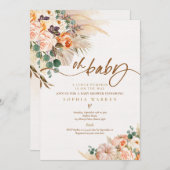 Boho Pampas Grass Pumpkin Baby Dusche Terracotta Einladung (Vorne/Hinten)