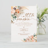 Boho Pampas Grass Pumpkin Baby Dusche Terracotta Einladung (Stehend Vorderseite)