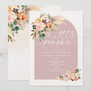 Boho Pampas Grass Pumpkin Baby Shower Dusty Pink Einladung