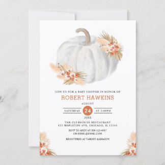Boho Pampas Grass Pumpkin Baby Shower Einladung