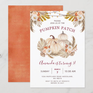 Boho Pampas Grass Pumpkin Patch 5. Geburtstag Einladung