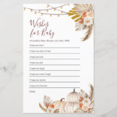 Boho Pampas Grass Pumpkin wünscht sich Baby (Vorderseite)