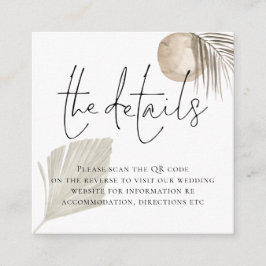 Boho Pampas Grass QR Code Hochzeitsdetails Begleitkarte